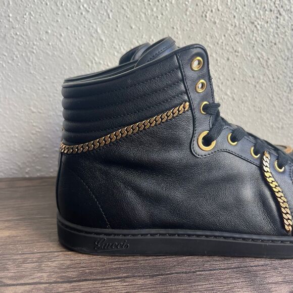 Gucci Coda High Top Sneakers Black Gold Chain Size 40.5 / Womens 10 US - Picture 3 of 10